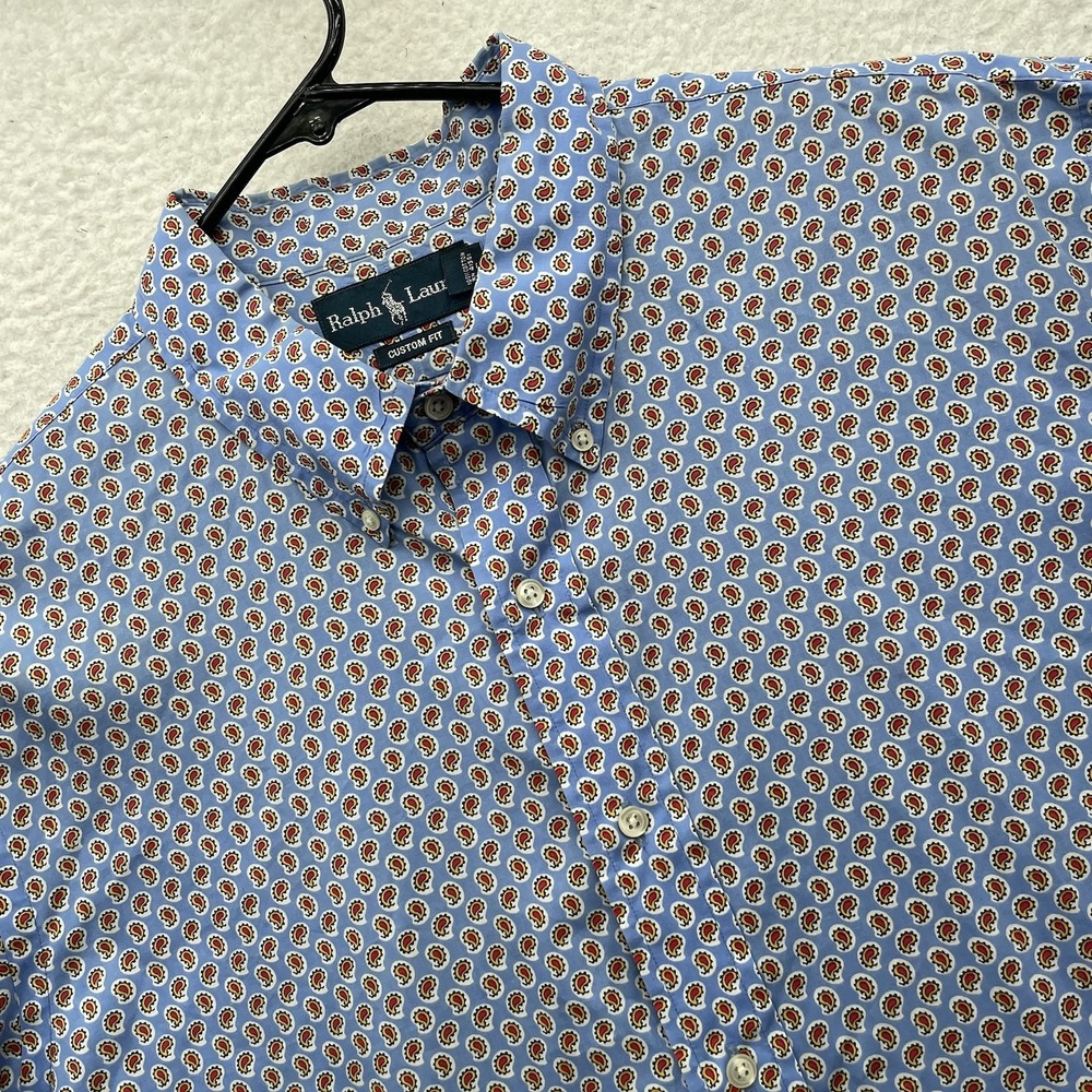 VTG Ralph Lauren Shirt Mens XXL 2XL Custom Fit Petite Paisley AOP Preppy Casual
